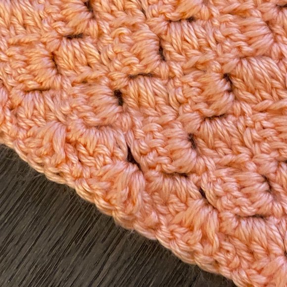 Handmade Crochet Peach Salmon Blanket Throw Super Soft - Picture 5 of 5